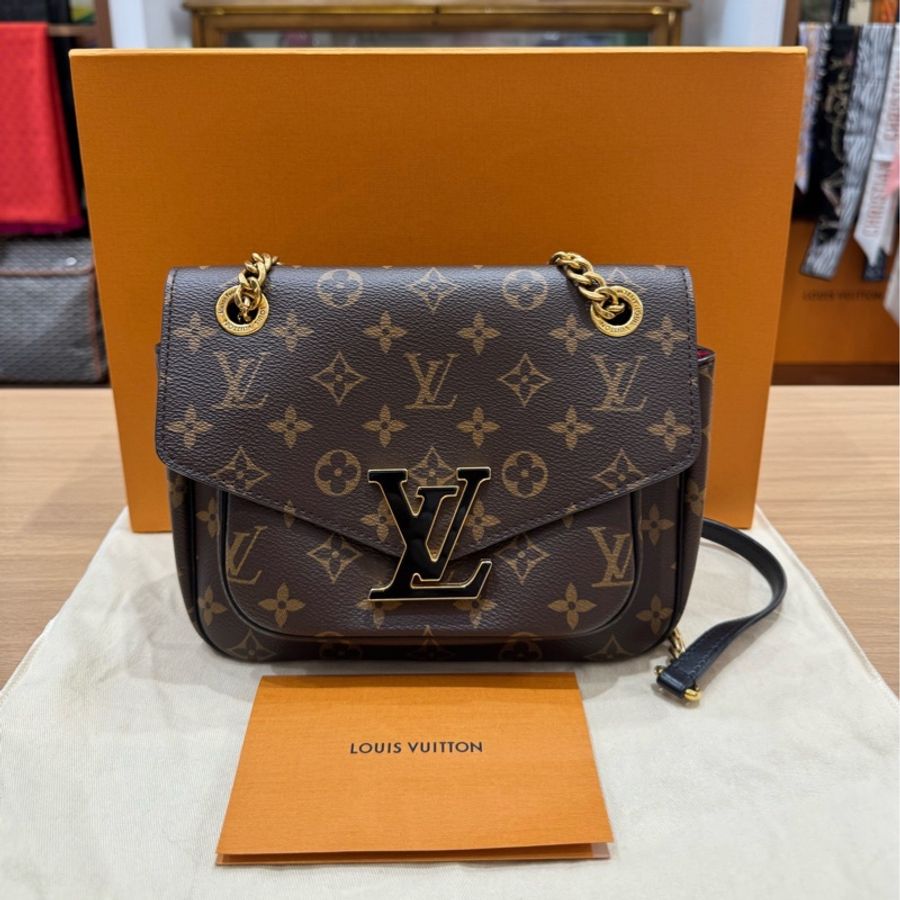 Louis Vuitton 路易威登 芯片款 新款passy 鏈條包 郵差包，尺寸約：23x17x9cm-0