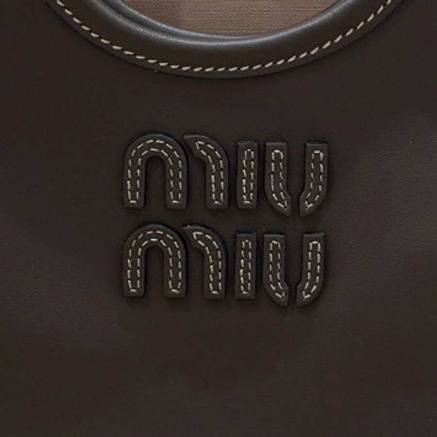 99新 miumiu繆繆mini ivy小托特包手提斜挎包,石楠木色時尚簡約閉眼衝-1