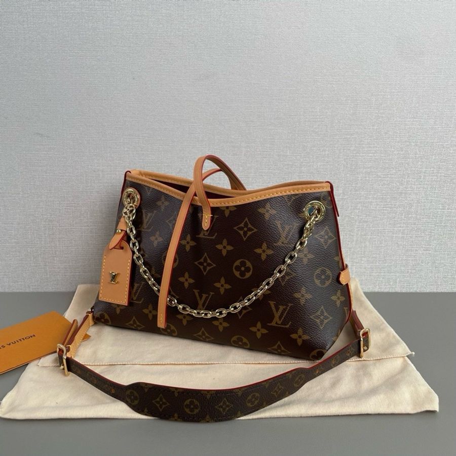 👜LV路易威登|Carryall BB|老花鏈條包|98新芯片款-3