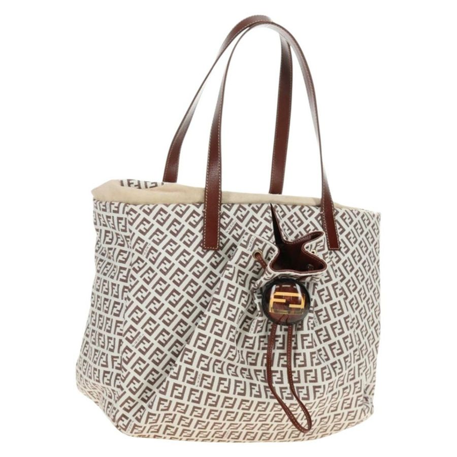 【日本直送】FENDI Zucchino帆布手提包 白色金色 正品 184707V-0