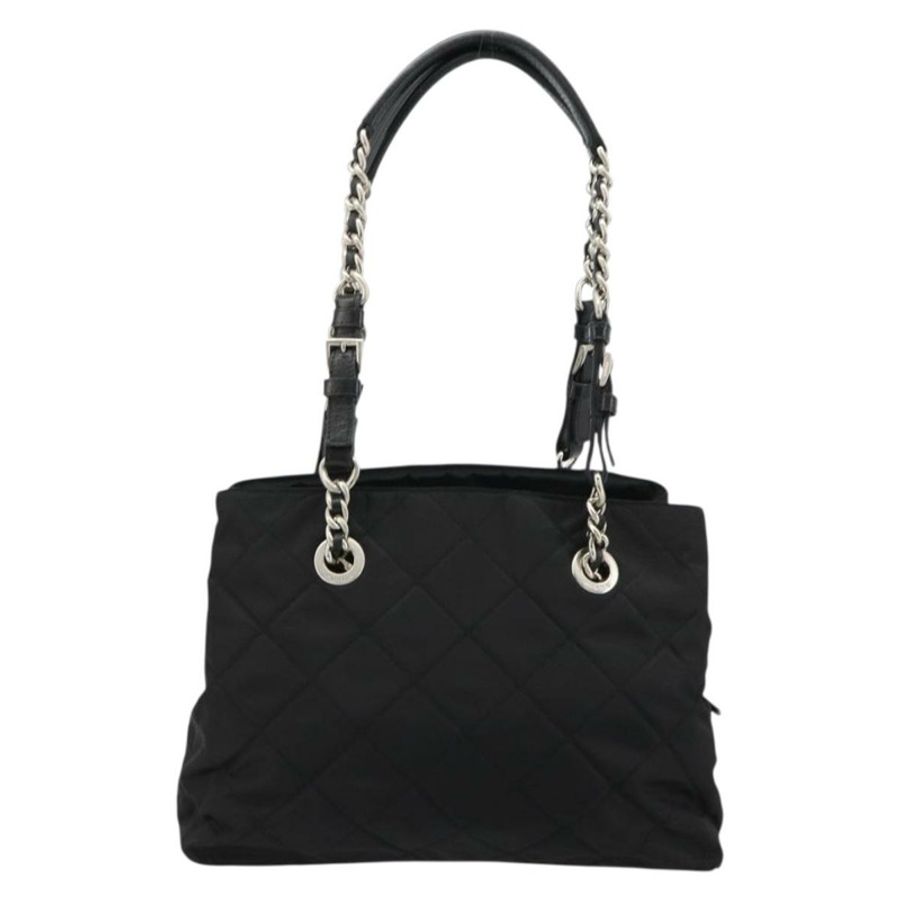 【日本直送】PRADA 尼龍黑色銀色鏈條單肩包 Auth 184635V-1