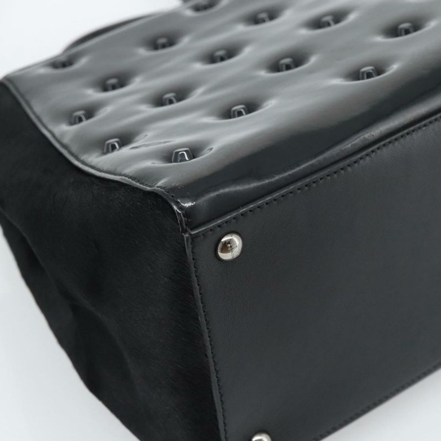 【日本直送】FENDI 漆皮手提包 兩用 黑色 銀色 正品 184926A-17