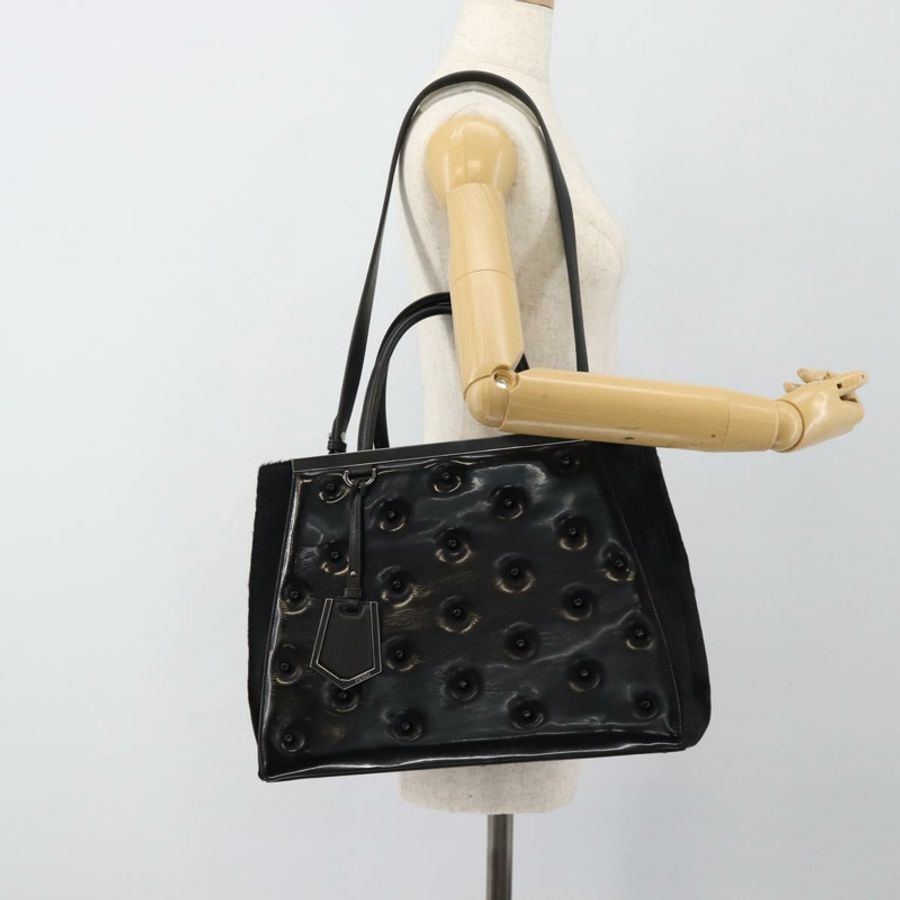 【日本直送】FENDI 漆皮手提包 兩用 黑色 銀色 正品 184926A-25