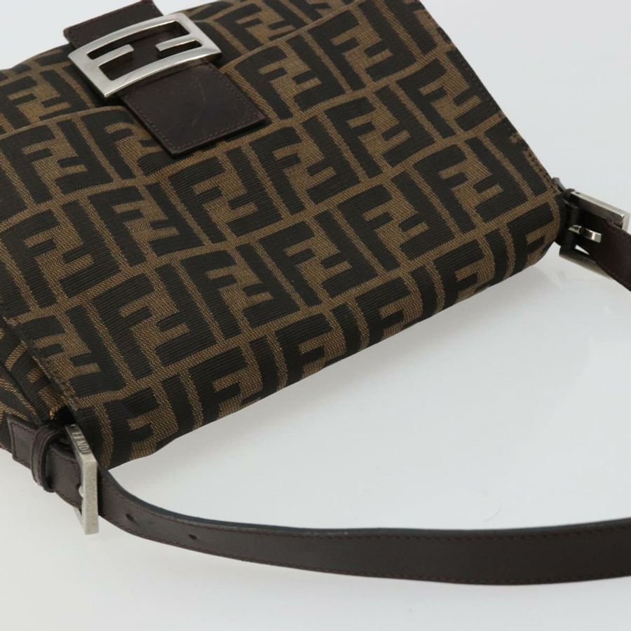 【日本直送】FENDI Zucca帆布Mamma Baguette單肩包 黑色棕色 正品 184905SAM-5