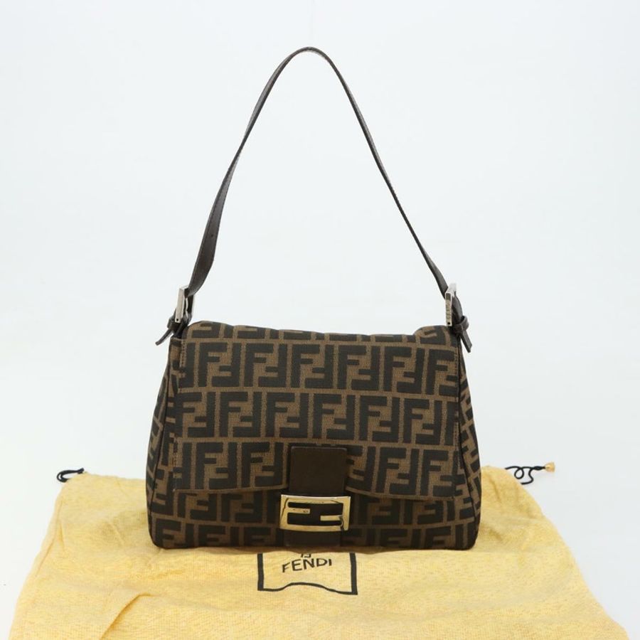 【日本直送】FENDI Zucca帆布Mamma Baguette單肩包 黑色棕色 正品 184905SAM-11