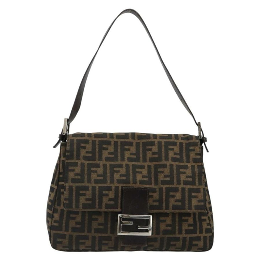 【日本直送】FENDI Zucca帆布Mamma Baguette單肩包 黑色棕色 正品 184905SAM-12