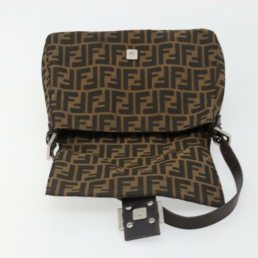 【日本直送】FENDI Zucca帆布Mamma Baguette單肩包 黑色棕色 正品 184905SAM-18