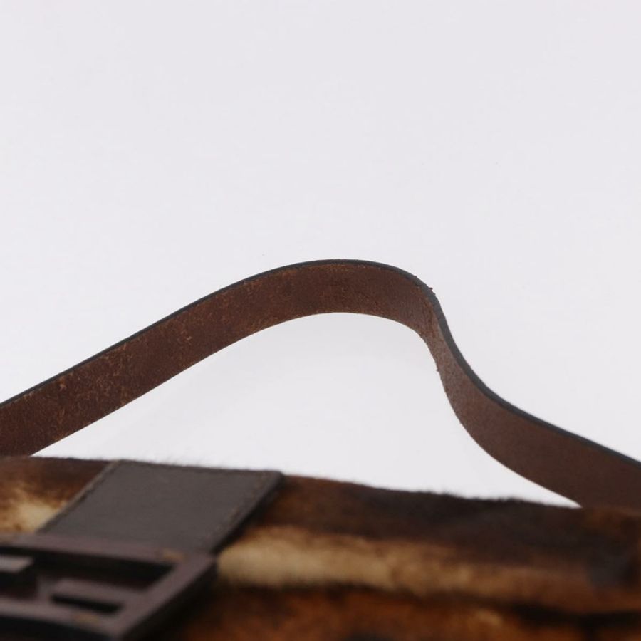 【日本直送】FENDI Mamma Baguette 肩背包 Harako 皮革 棕色 銀色 正品 185377V-7