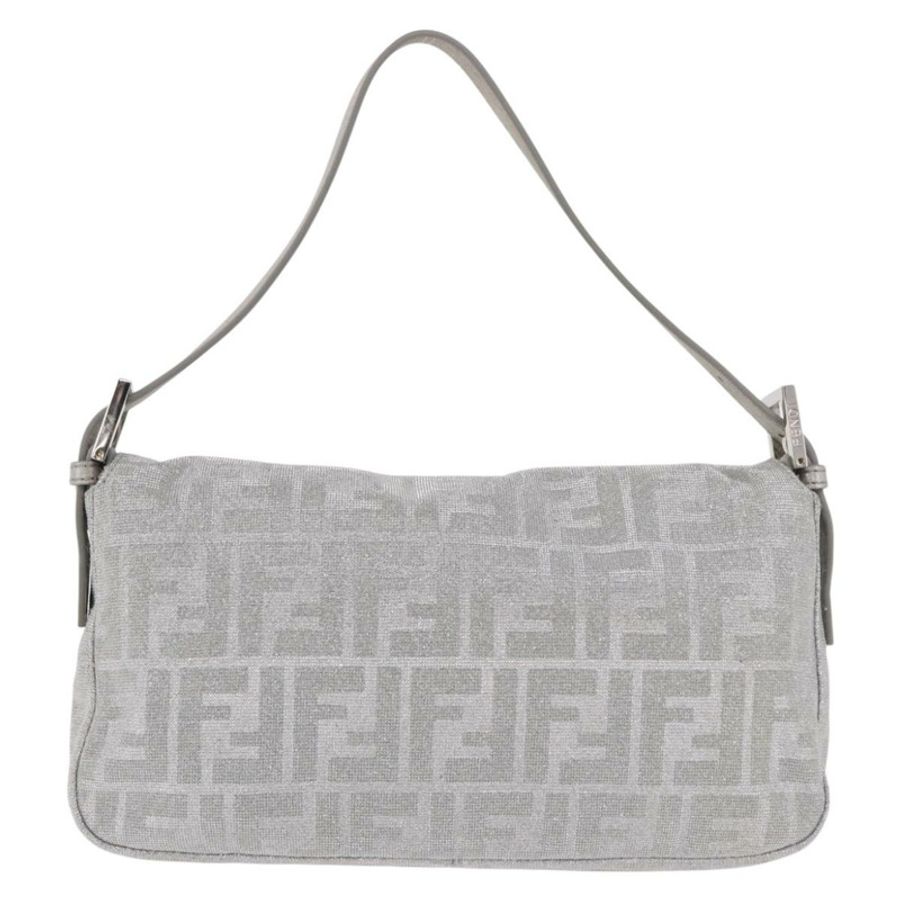 【日本直送】FENDI Zucca 帆布 Mamma Baguette 水鑽肩包 銀色 正品 am11868SM-1