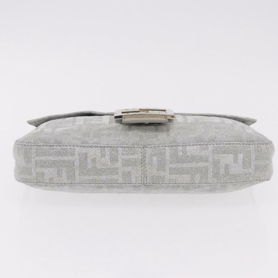 【日本直送】FENDI Zucca 帆布 Mamma Baguette 水鑽肩包 銀色 正品 am11868SM-4