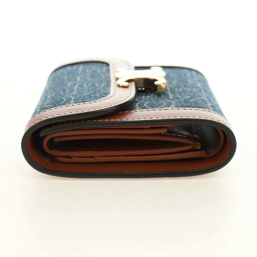 【日本直送】CELINE Triomphe 皮夾 牛仔藍 金色 正品 184693M-2