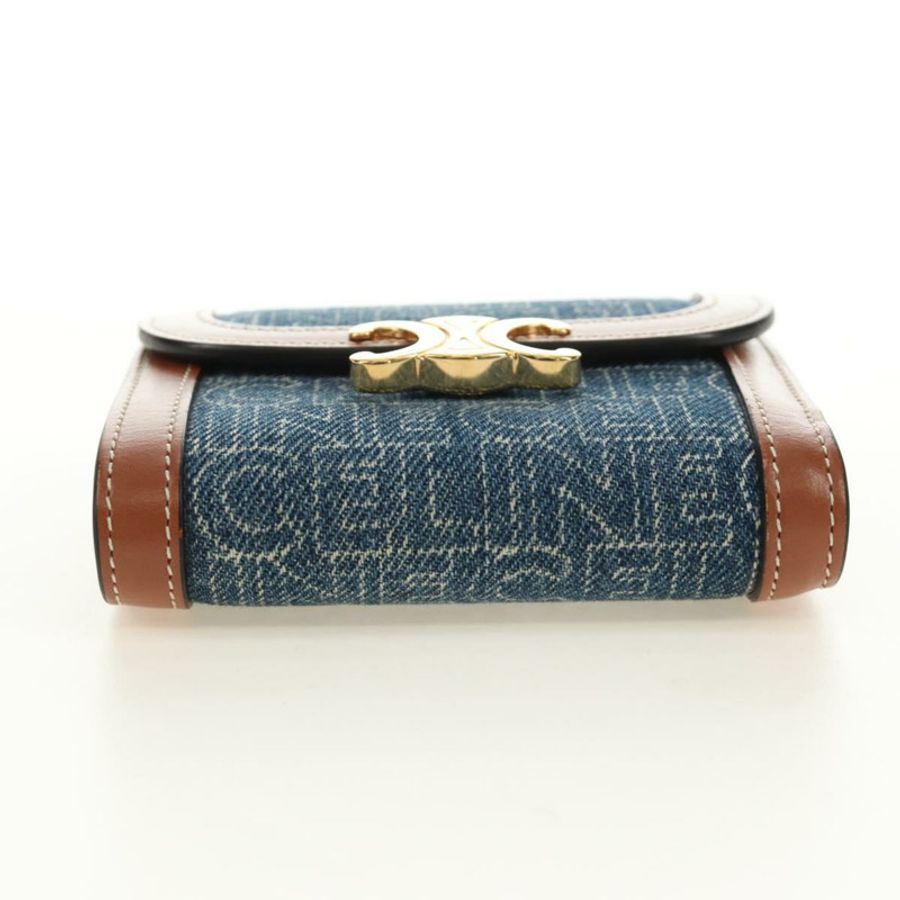 【日本直送】CELINE Triomphe 皮夾 牛仔藍 金色 正品 184693M-5