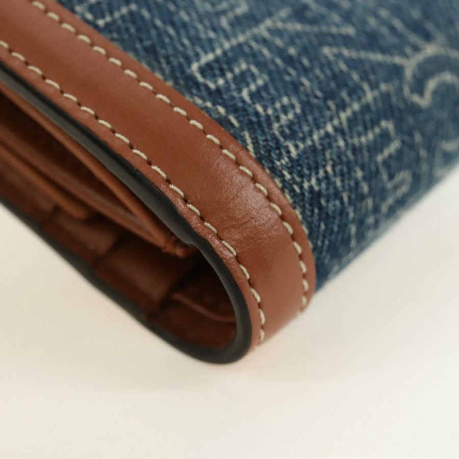 【日本直送】CELINE Triomphe 皮夾 牛仔藍 金色 正品 184693M-15