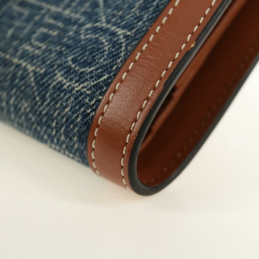 【日本直送】CELINE Triomphe 皮夾 牛仔藍 金色 正品 184693M-16