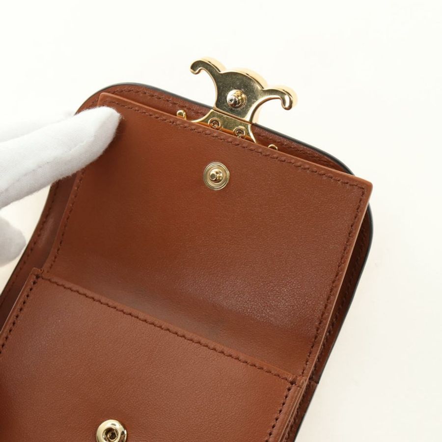 【日本直送】CELINE Triomphe 皮夾 牛仔藍 金色 正品 184693M-23
