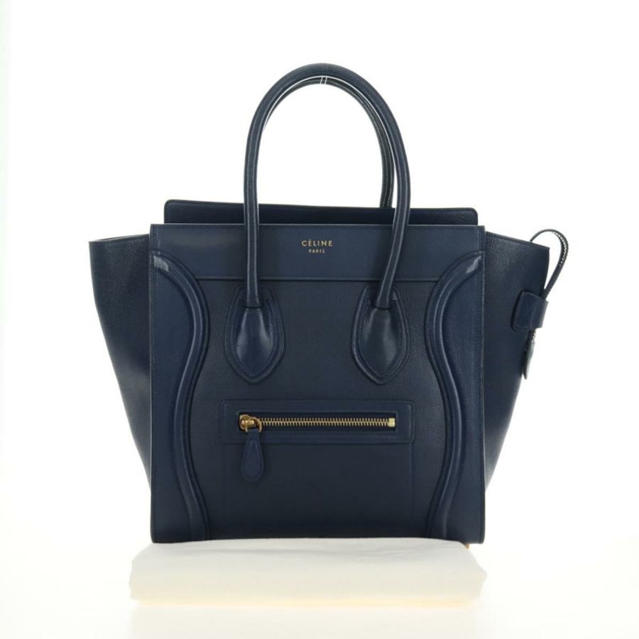 【日本直送】CELINE Luggage Micro Shopper 手提包 皮革 海軍藍 金色 正品 184734V-11