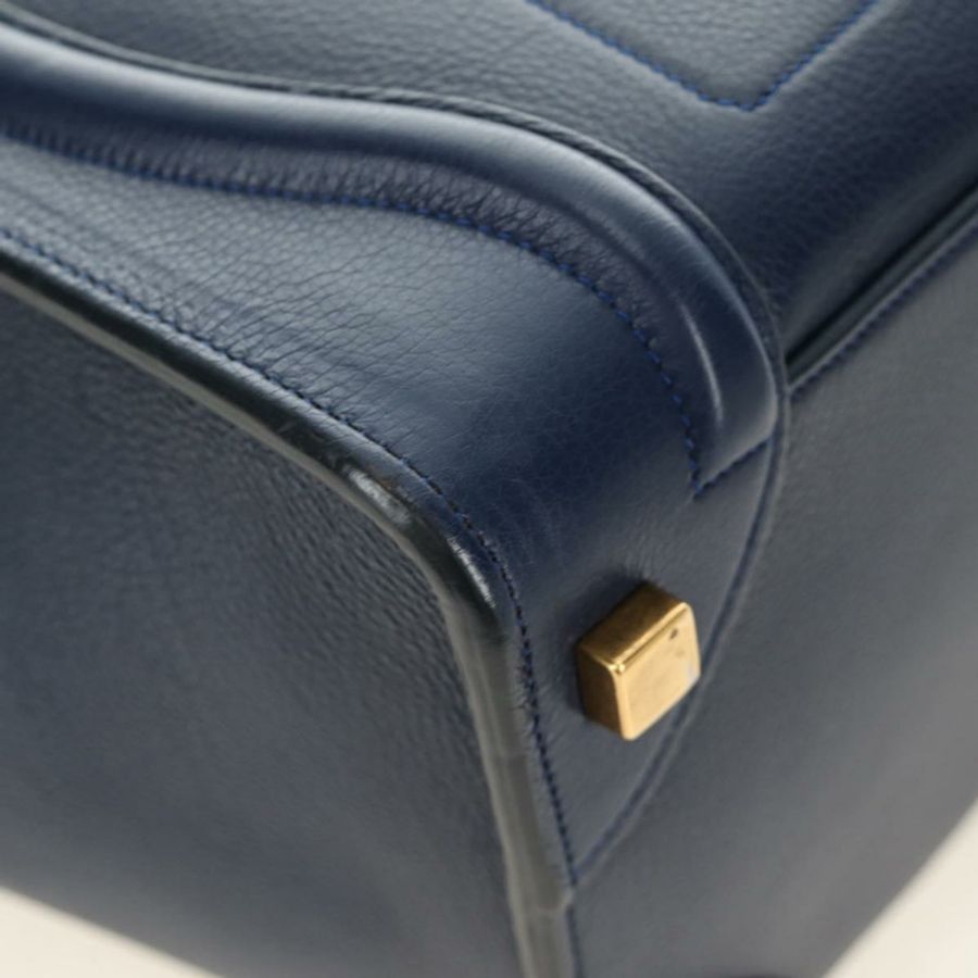 【日本直送】CELINE Luggage Micro Shopper 手提包 皮革 海軍藍 金色 正品 184734V-13