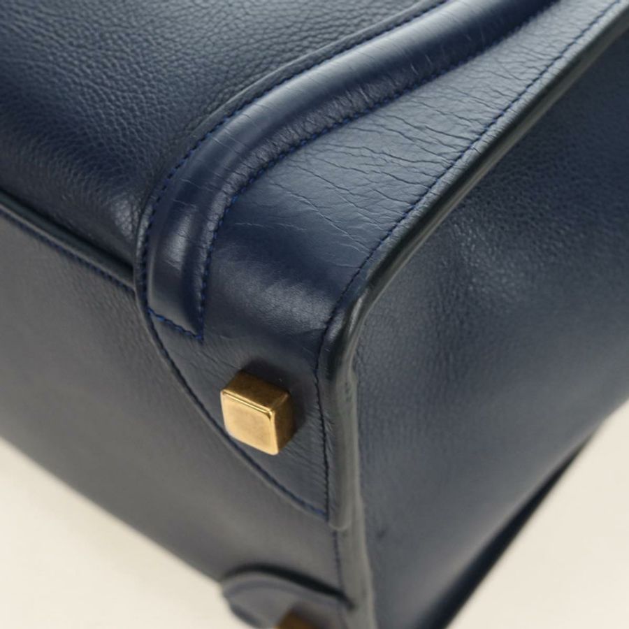 【日本直送】CELINE Luggage Micro Shopper 手提包 皮革 海軍藍 金色 正品 184734V-16