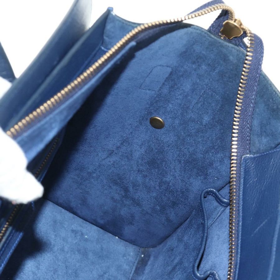 【日本直送】CELINE Luggage Micro Shopper 手提包 皮革 海軍藍 金色 正品 184734V-20