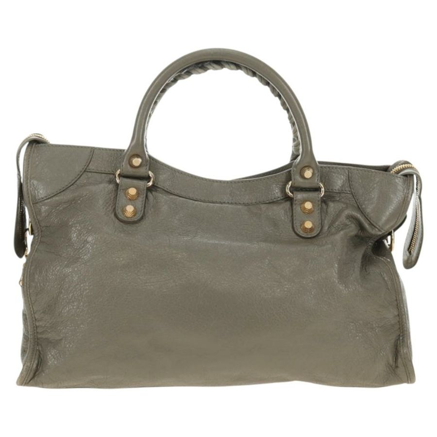 【日本直送】BALENCIAGA Giant City 手提包,皮革材質,兩用,灰色/金色,貨號 281770,正品號 184362M-1