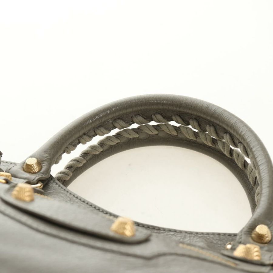【日本直送】BALENCIAGA Giant City 手提包,皮革材質,兩用,灰色/金色,貨號 281770,正品號 184362M-7