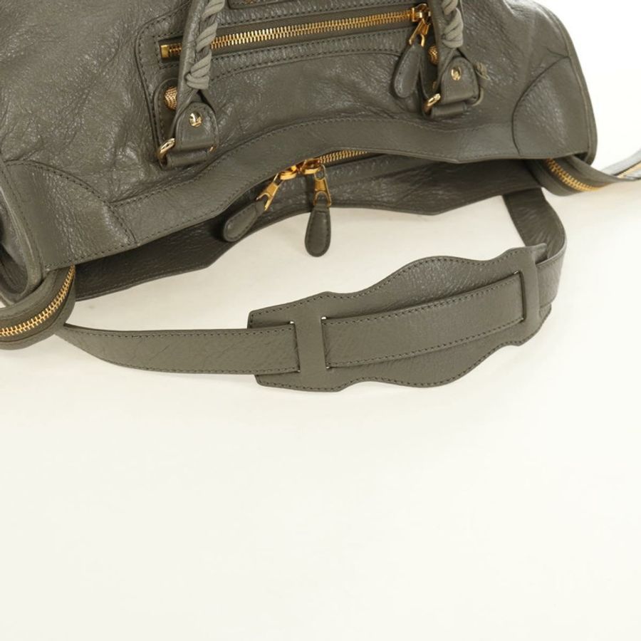 【日本直送】BALENCIAGA Giant City 手提包,皮革材質,兩用,灰色/金色,貨號 281770,正品號 184362M-8