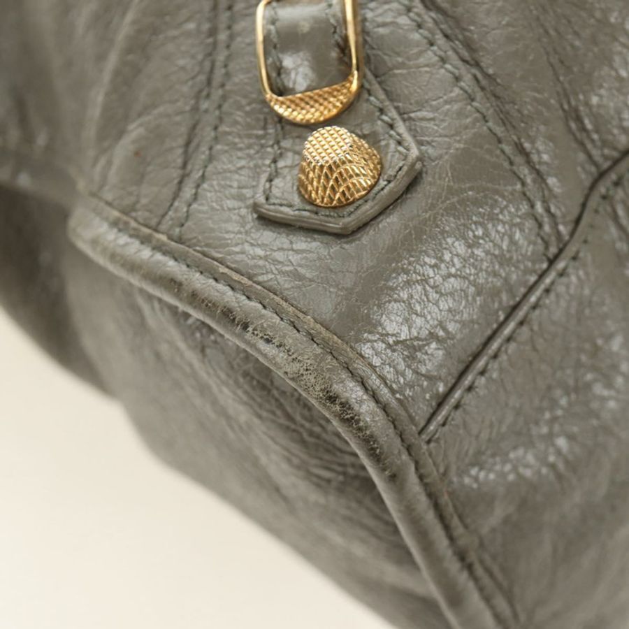 【日本直送】BALENCIAGA Giant City 手提包,皮革材質,兩用,灰色/金色,貨號 281770,正品號 184362M-14