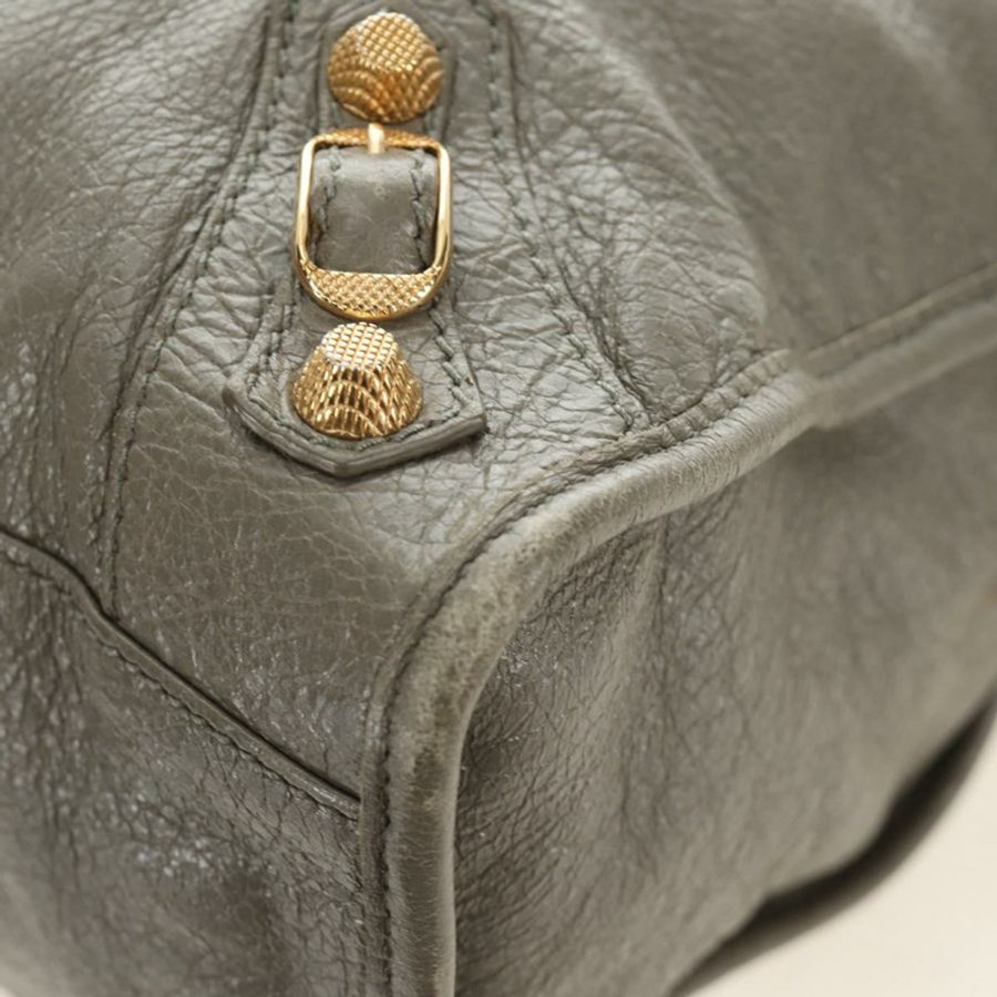 【日本直送】BALENCIAGA Giant City 手提包,皮革材質,兩用,灰色/金色,貨號 281770,正品號 184362M-15