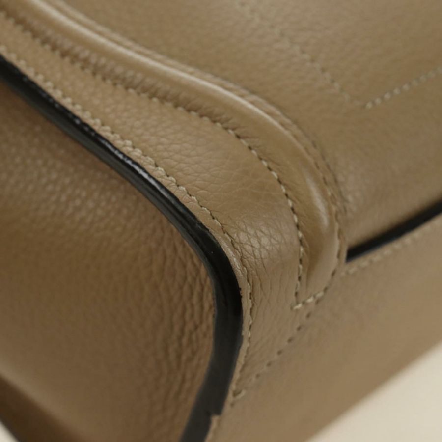 【日本直送】CELINE Luggage Nano Shopper 手提包 皮革 2way 米色 銀色 正品 BA13413V-14