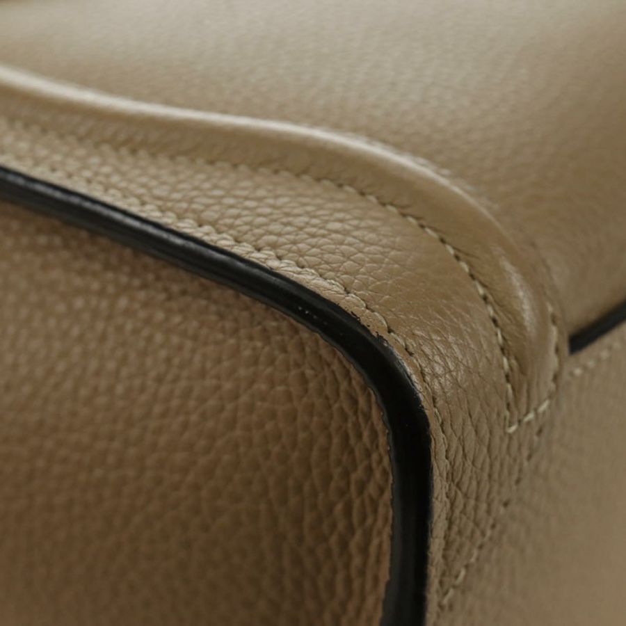 【日本直送】CELINE Luggage Nano Shopper 手提包 皮革 2way 米色 銀色 正品 BA13413V-16