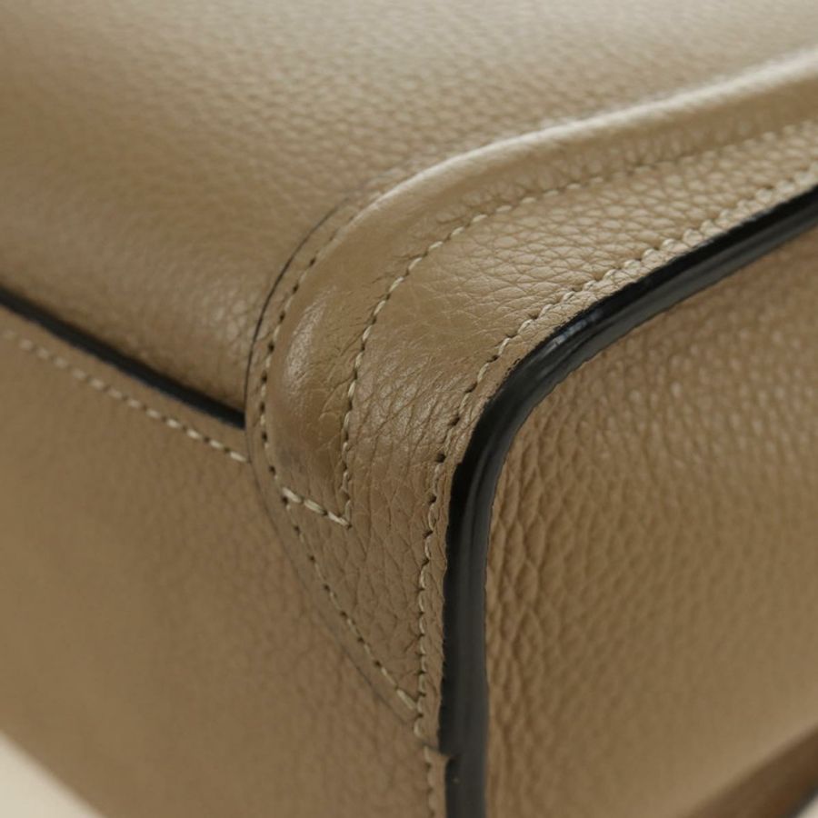 【日本直送】CELINE Luggage Nano Shopper 手提包 皮革 2way 米色 銀色 正品 BA13413V-17