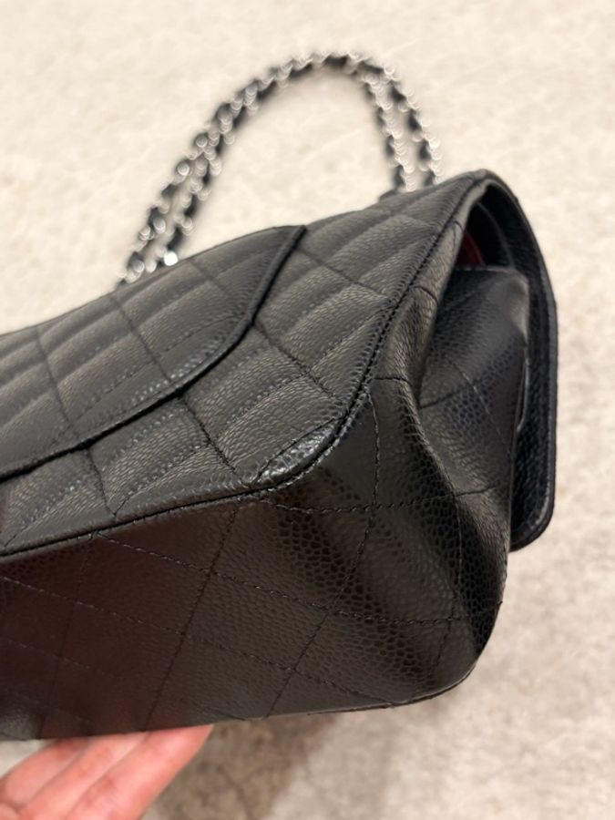 CHANEL Classic Flap Medium 25 黑色荔枝皮銀扣 CF經典中號 全配件-16