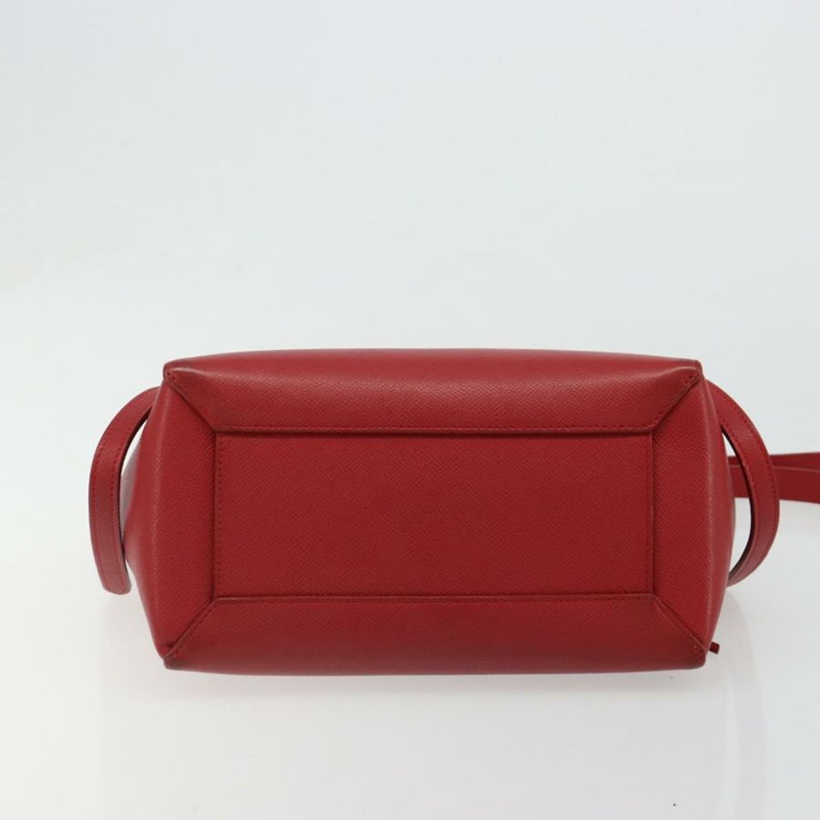 【日本直送】CELINE Belt Bag Micro Hand Bag Leather 2way Red Silver Auth 185181V-4