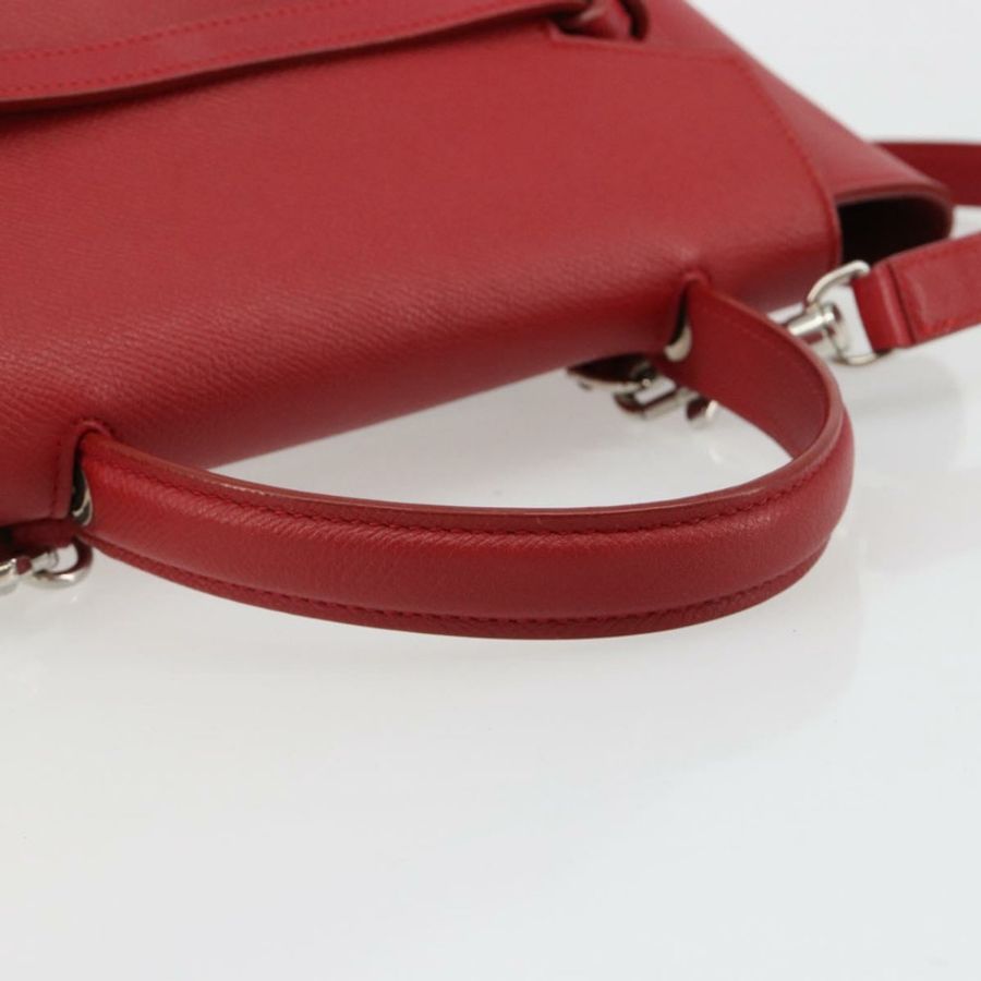 【日本直送】CELINE Belt Bag Micro Hand Bag Leather 2way Red Silver Auth 185181V-6