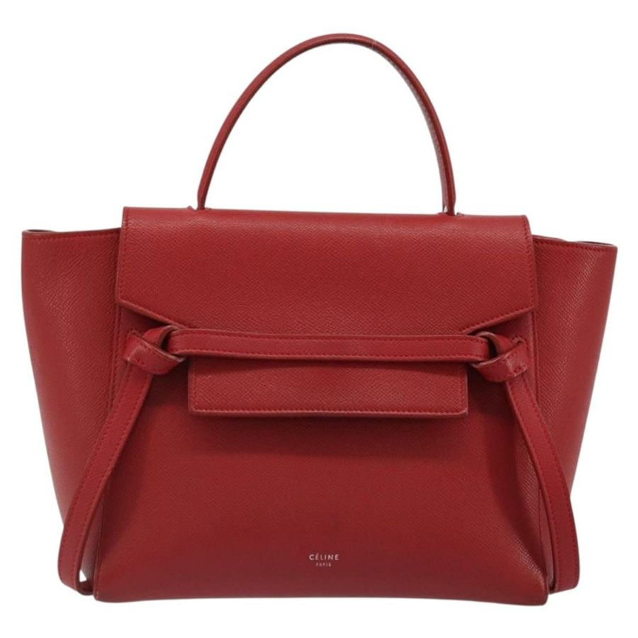 【日本直送】CELINE Belt Bag Micro Hand Bag Leather 2way Red Silver Auth 185181V-12