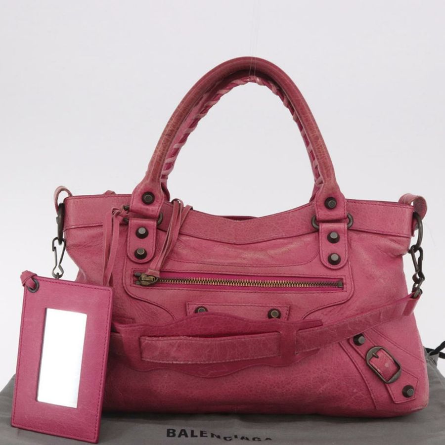 【日本直送】BALENCIAGA The First 手提包 皮革 2way 粉紅色 103208 正品 184935SM-11