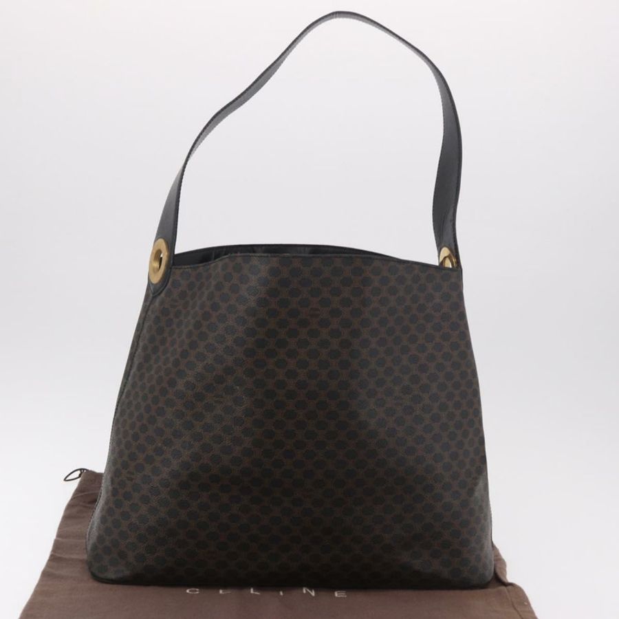 【日本直送】CELINE Macadam帆布圓形肩背包 PVC皮革 黑色 金色 正品 184927V-11