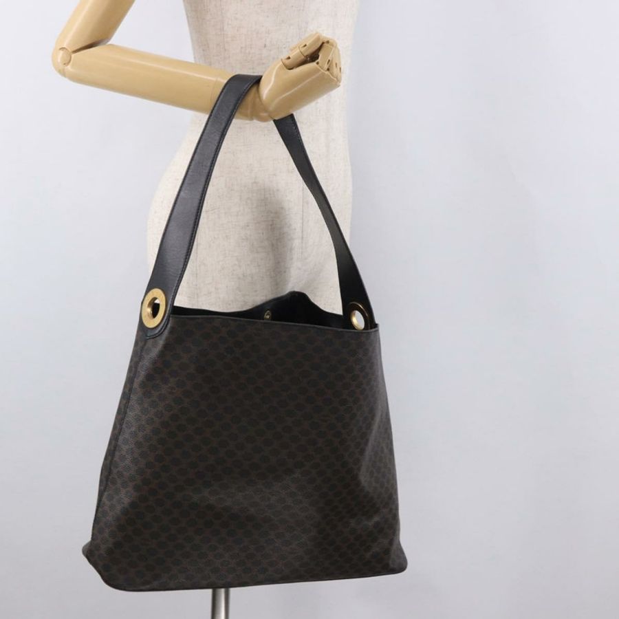 【日本直送】CELINE Macadam帆布圓形肩背包 PVC皮革 黑色 金色 正品 184927V-22