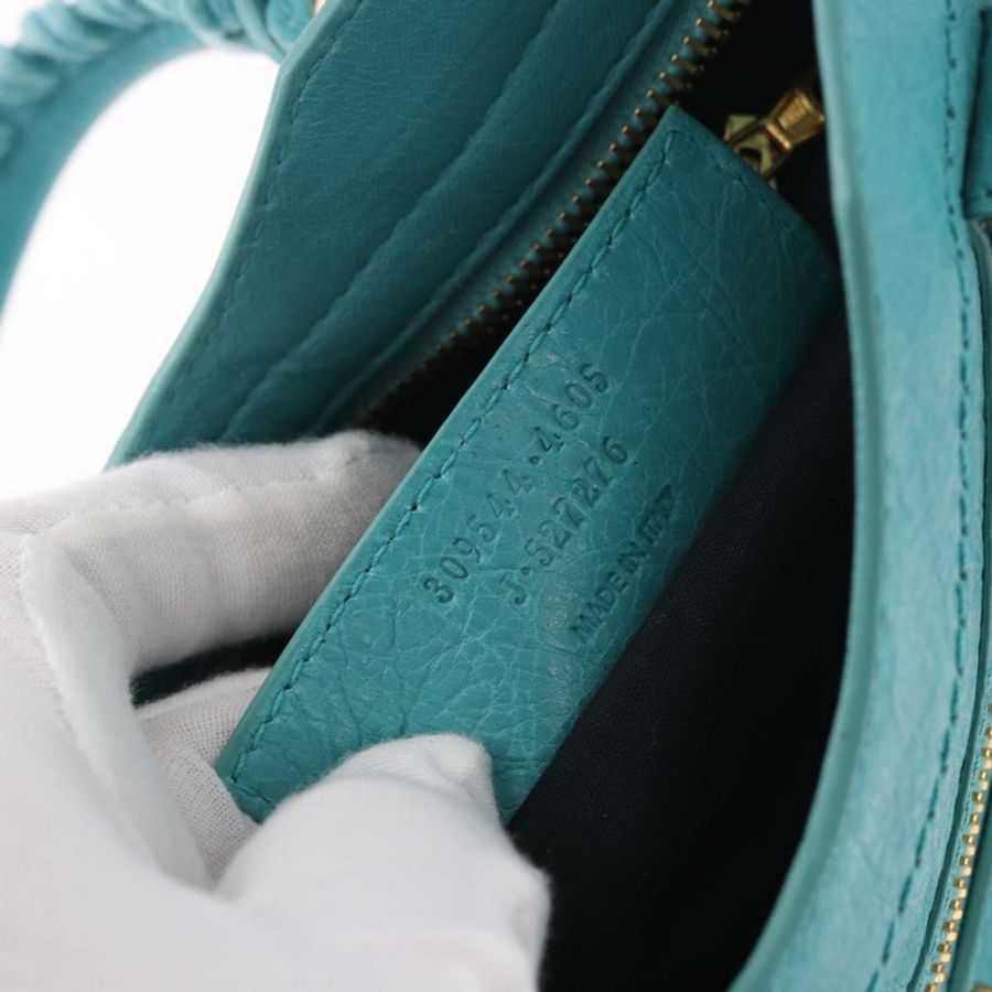 【日本直送】BALENCIAGA Giant Mini City Bag 皮革 2way Turquoise Blue 309544 Auth 185402SAM-10