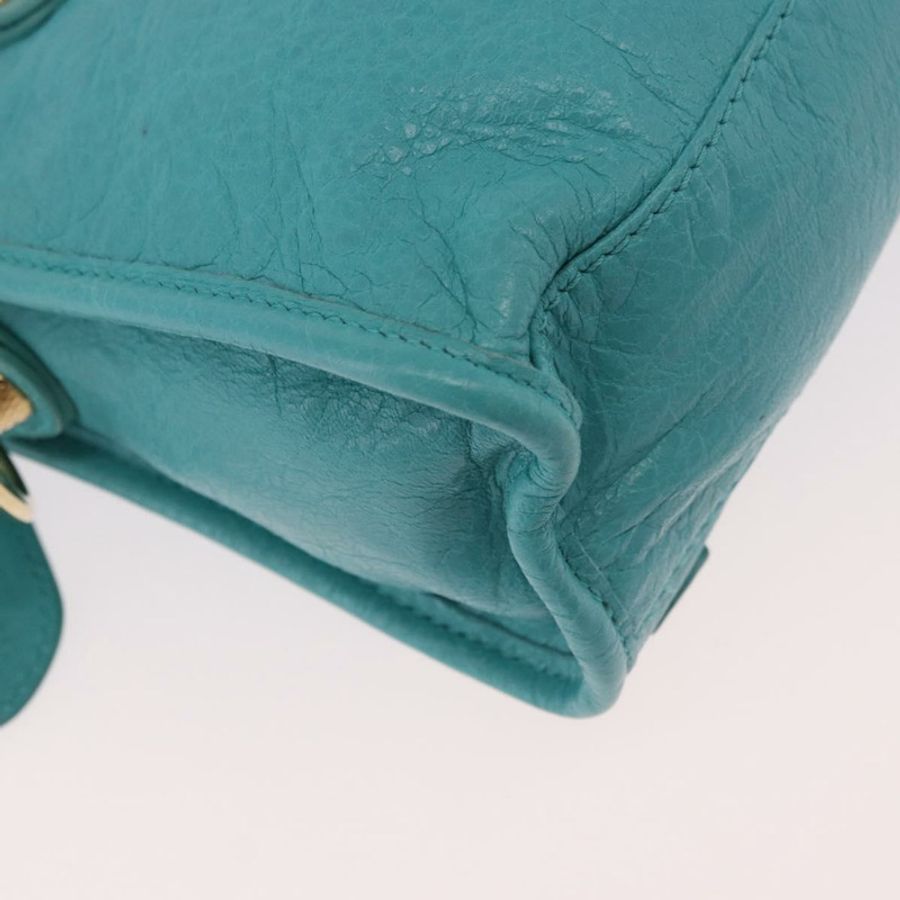 【日本直送】BALENCIAGA Giant Mini City Bag 皮革 2way Turquoise Blue 309544 Auth 185402SAM-16