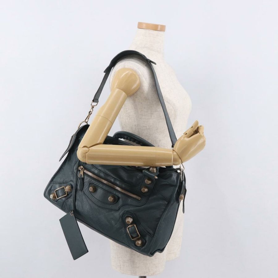 【日本直送】BALENCIAGA Giant City 手提包 皮革 2way 海軍藍/金色 173084 正品 185401M-25