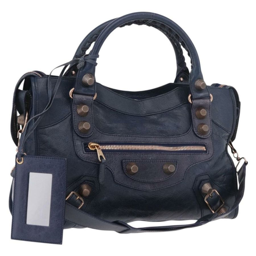 【日本直送】BALENCIAGA Giant City 手提包,皮革材質,兩用,海軍藍/金色,貨號 173084,正品編號 185368SAM-0