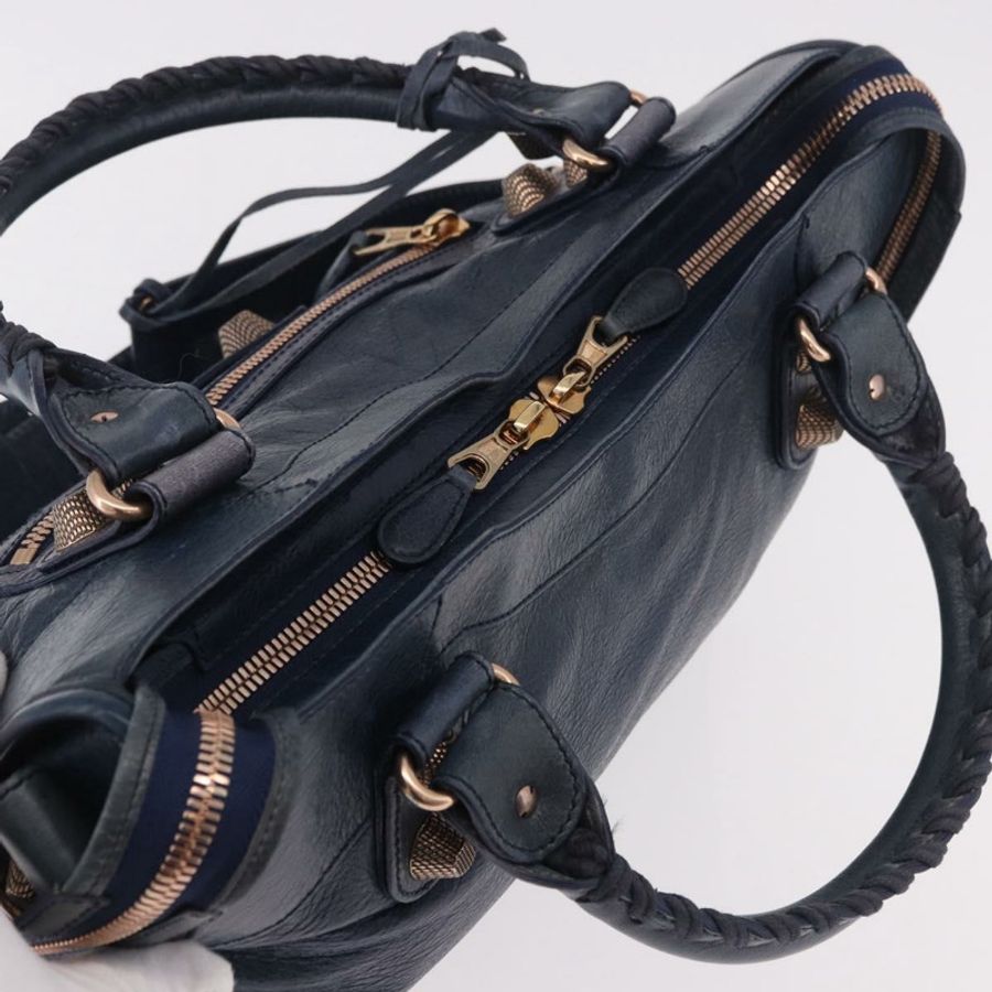 【日本直送】BALENCIAGA Giant City 手提包,皮革材質,兩用,海軍藍/金色,貨號 173084,正品編號 185368SAM-5
