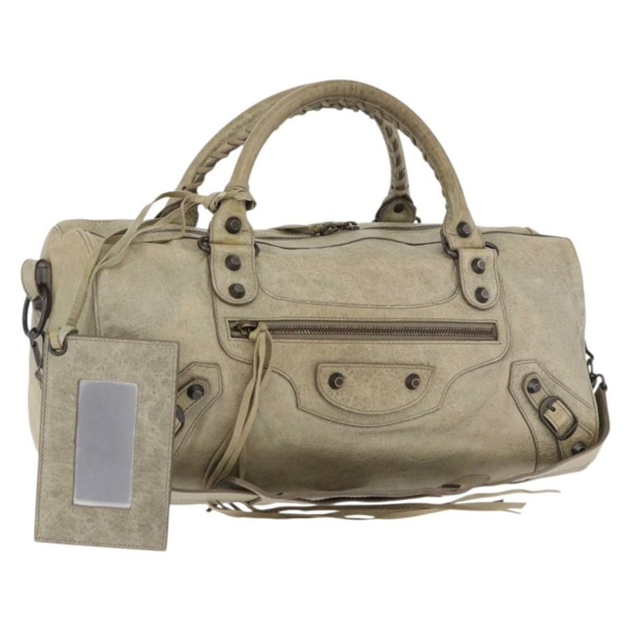 【日本直送】BALENCIAGA Tzigie 手提包 皮革 兩用 米色 128523 正品 185359V-0