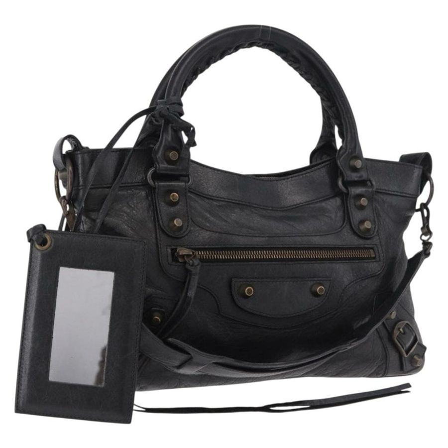 【日本直送】BALENCIAGA The First 手提包 皮革 2way 黑色 103208 正品 185447M-0