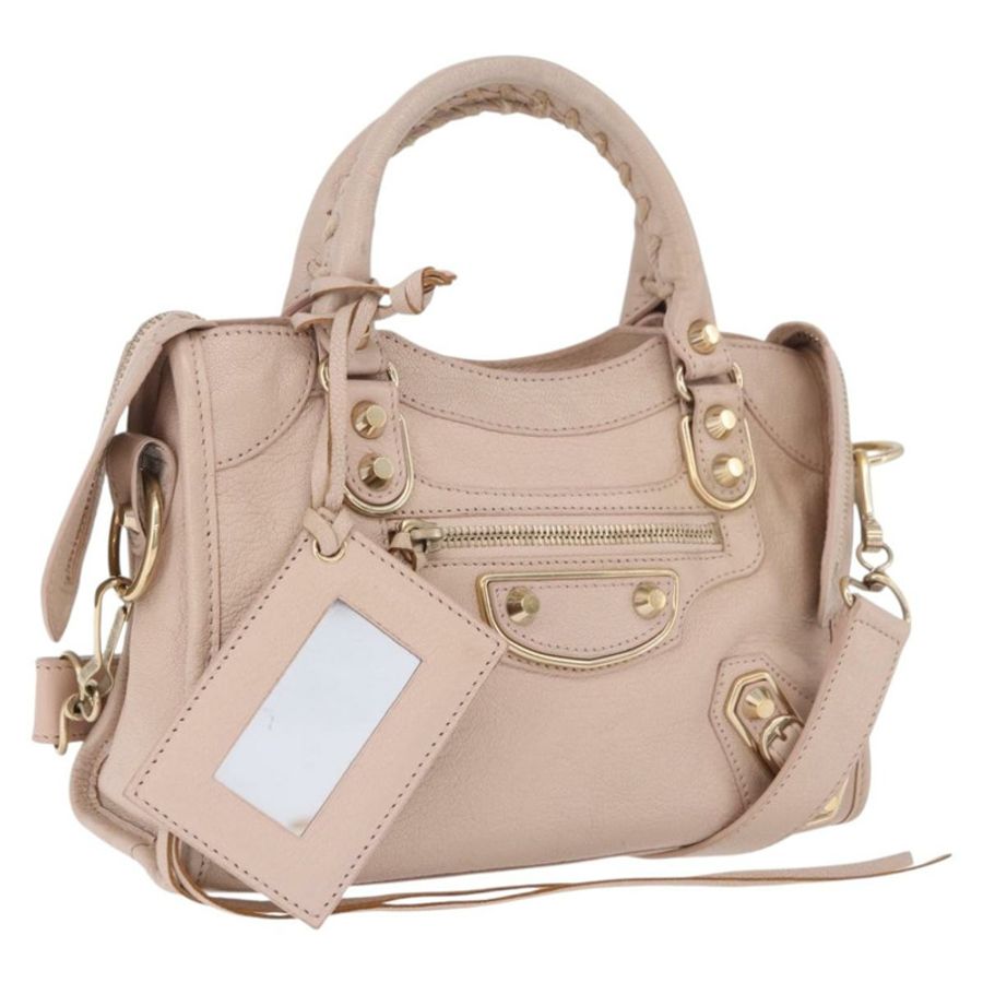【日本直送】BALENCIAGA 經典金屬邊迷你都會包 皮革 兩用 粉紅色 正品 185449V-0