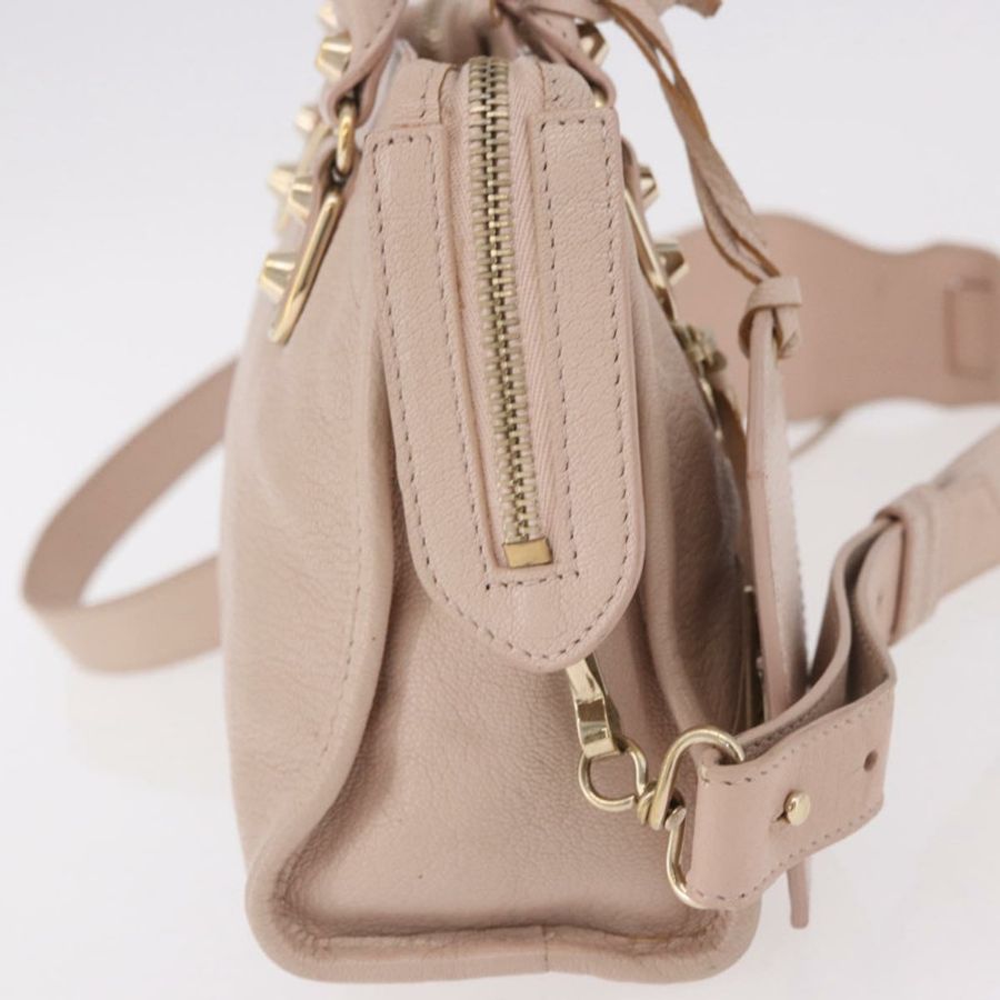 【日本直送】BALENCIAGA 經典金屬邊迷你都會包 皮革 兩用 粉紅色 正品 185449V-3