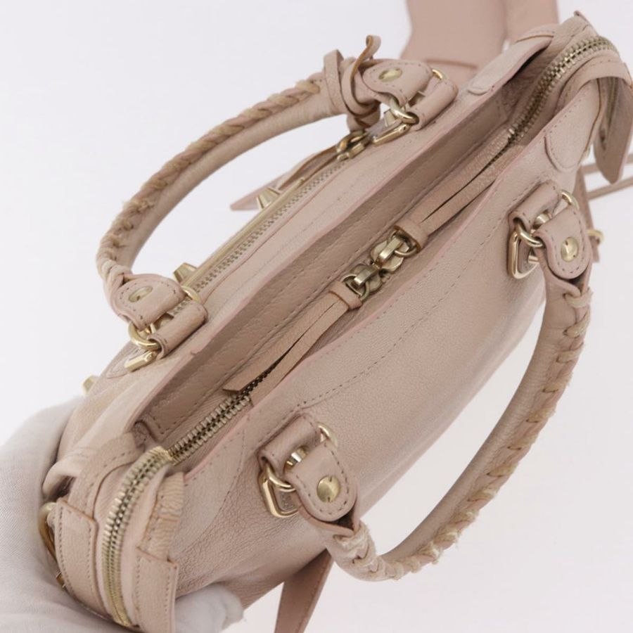 【日本直送】BALENCIAGA 經典金屬邊迷你都會包 皮革 兩用 粉紅色 正品 185449V-5