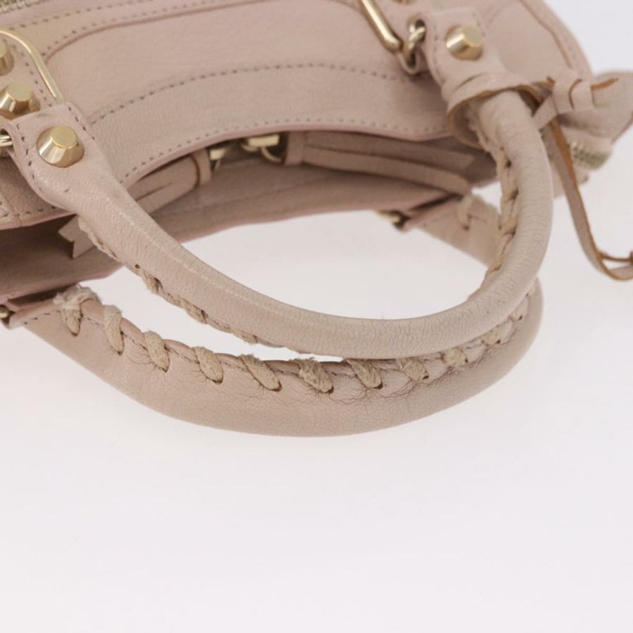 【日本直送】BALENCIAGA 經典金屬邊迷你都會包 皮革 兩用 粉紅色 正品 185449V-6