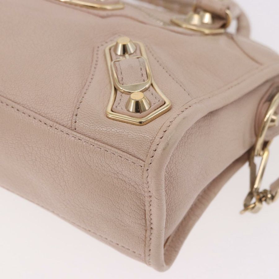 【日本直送】BALENCIAGA 經典金屬邊迷你都會包 皮革 兩用 粉紅色 正品 185449V-14